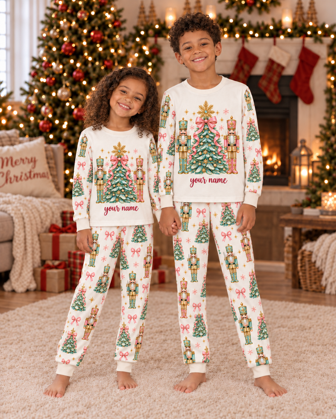 Personalized Nutcracker & Christmas Tree Family Christmas Pajamas