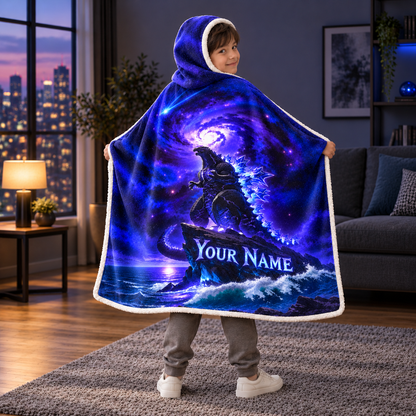 Custom Name Giant Luminous Beast Cosmic Mountain Wearable Hooded Blanket