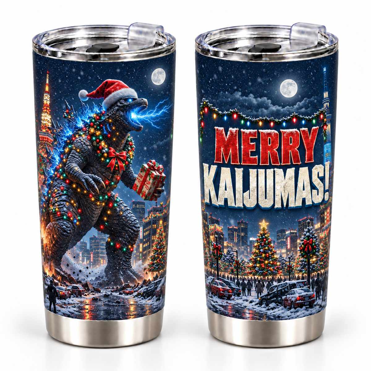 Merry Kaijumas – 20oz Giant Christmas Monster Tumbler