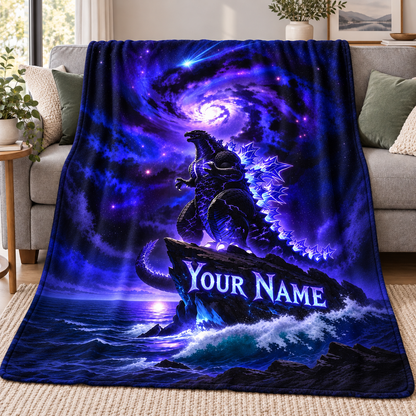 Custom Name Cosmic Luminous Beast Mountain Blanket