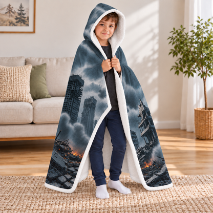 Custom Name Giant Luminous Beast City Destruction Wearable Hooded Blanket
