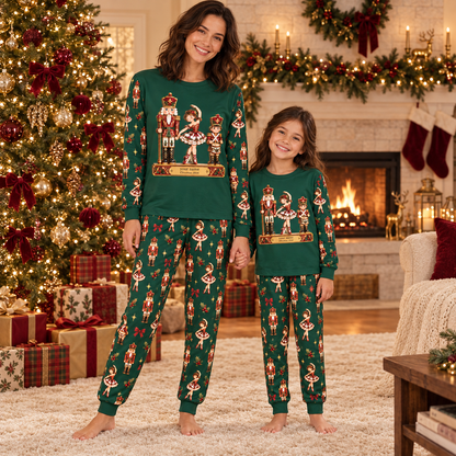 Personalized Green Nutcracker & Ballerina Family Christmas Pajamas