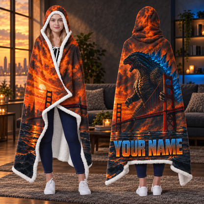 Custom Name Giant Luminous Beast Bridge Wearable Hooded Blanket