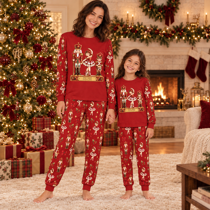 Personalized Red Nutcracker & Ballerina Family Christmas Pajamas