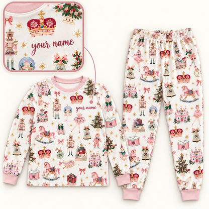 Personalized Pink Nutcracker & Royal Holiday Family Christmas Pajamas