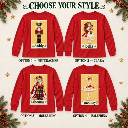 Personalized Nutcracker Characters & Tartan Plaid Red Family Christmas Pajamas