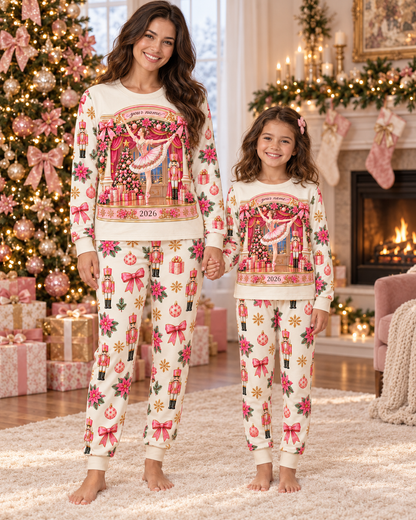 Personalized Pink Ballerina & Nutcracker Family Christmas Pajamas