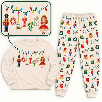 Personalized Christmas Lights & Nutcracker Family Christmas Pajamas