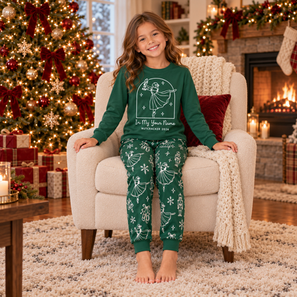 Personalized "In My Name" Nutcracker 2026 Green Matching Family Christmas Pajamas