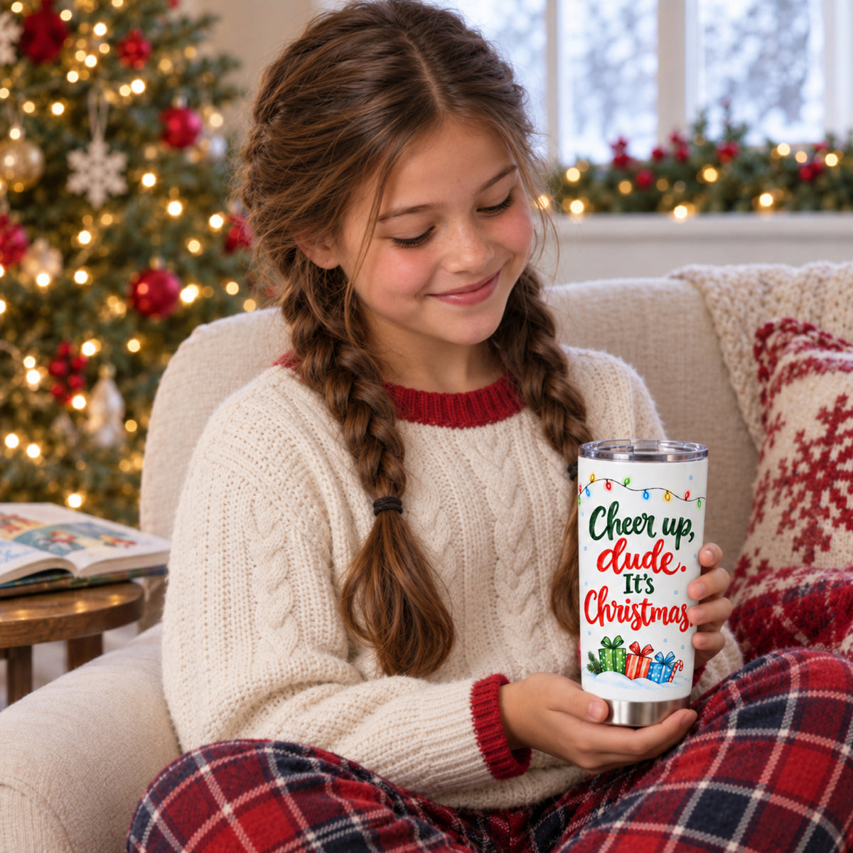 Cheer Up, Dude – 20oz Christmas Quote Tumbler