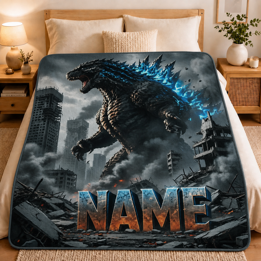 Custom Name Giant Luminous Beast City Destruction Blanket