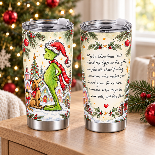 Heartwarming Christmas Tumbler – 20oz Stainless Steel Cup with Handwritten Quote, Watercolor Holiday Gift