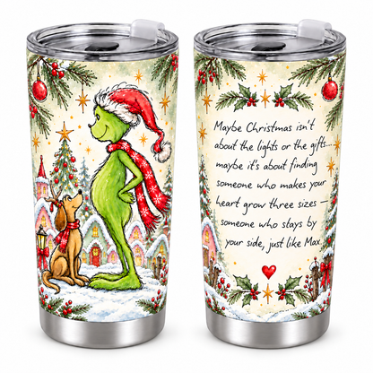 Heartwarming Christmas Tumbler – 20oz Stainless Steel Cup with Handwritten Quote, Watercolor Holiday Gift