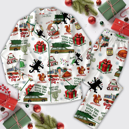 Vintage Christmas Family Pajama Set, Holiday Tree Farm Satin Sleepwear for Adults & Kids, Cozy Festive Matching PJs