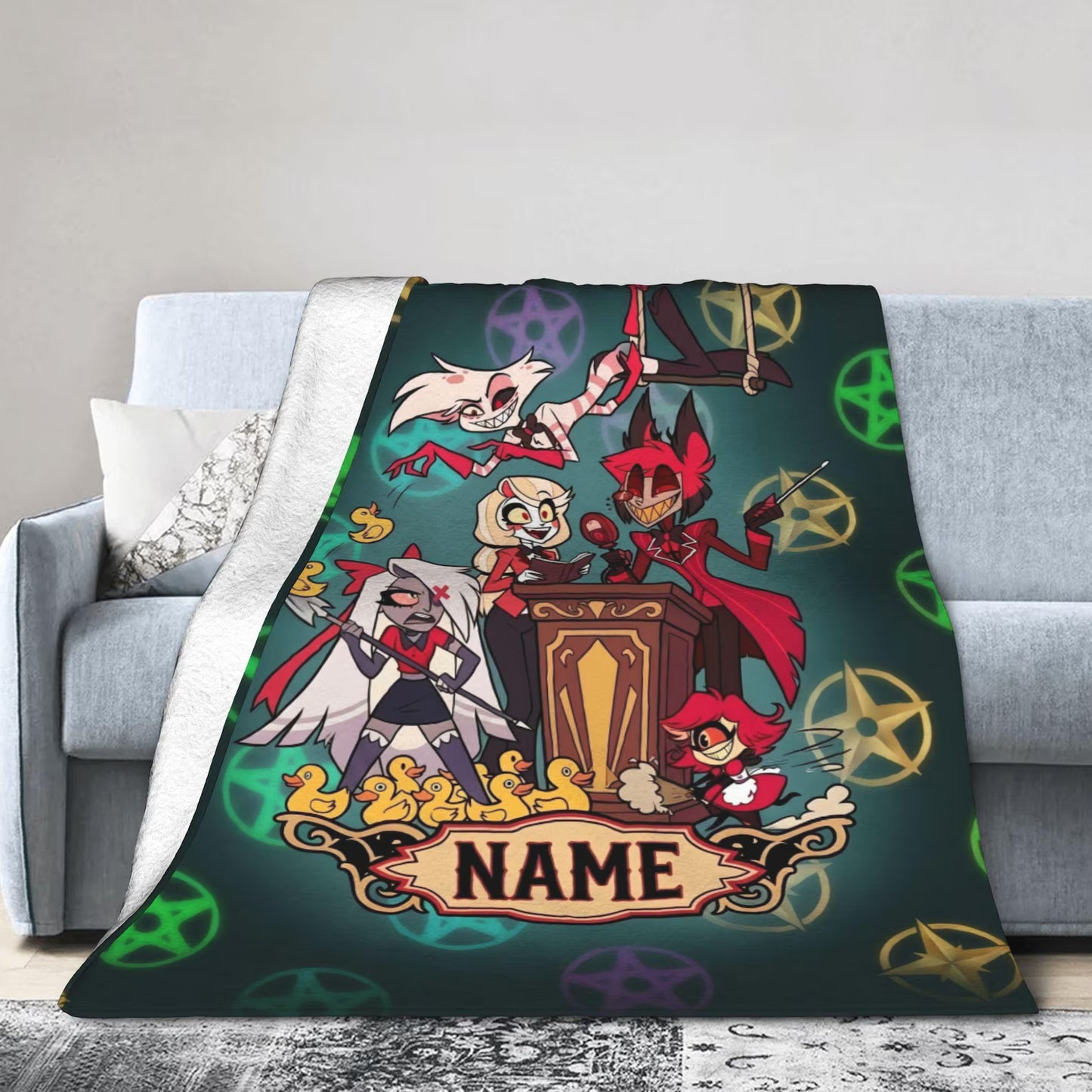 Custom Name Underworld Classroom & Rubber Duck Plush Blanket