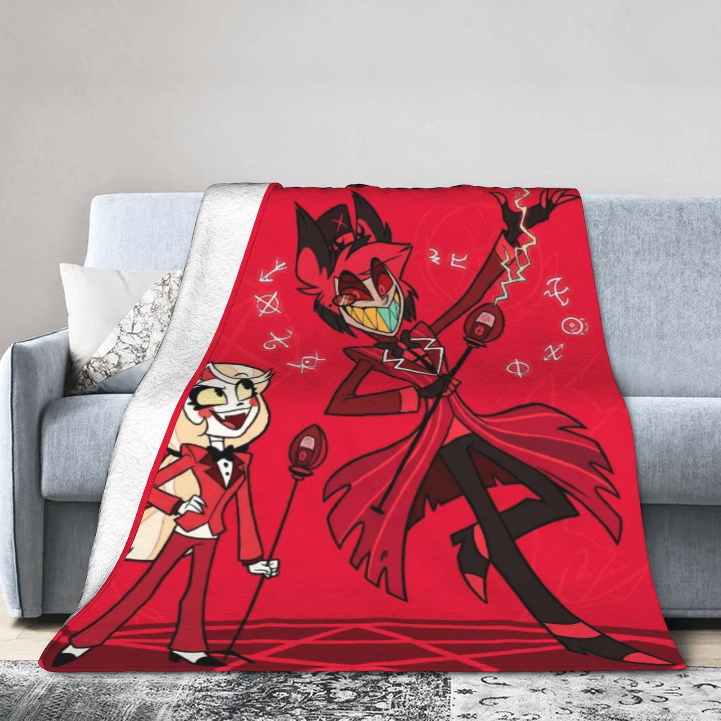 Custom Name Red Overlord & Princess Duo Plush Blanket
