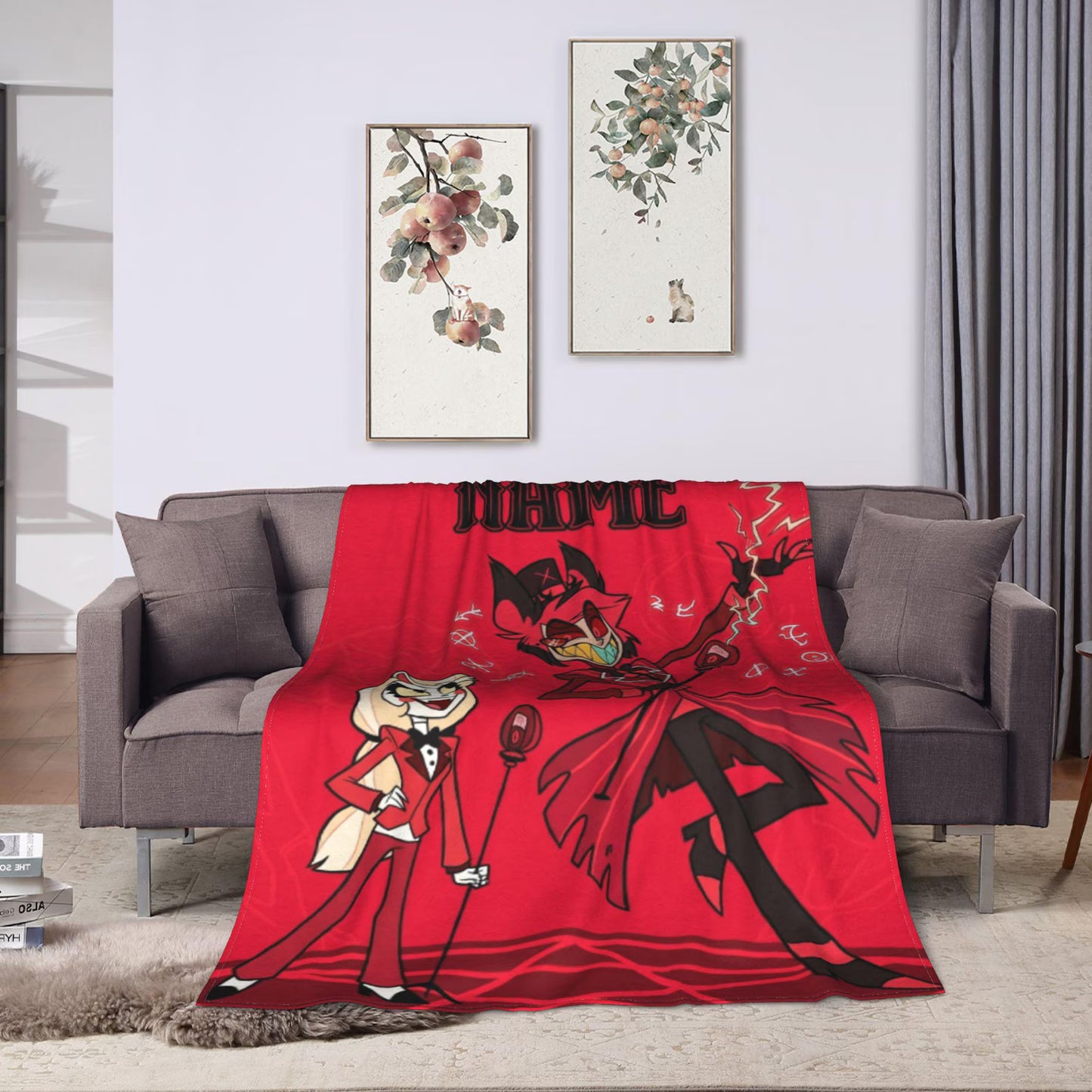 Custom Name Red Overlord & Princess Duo Plush Blanket