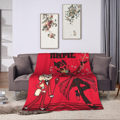 Custom Name Red Overlord & Princess Duo Plush Blanket