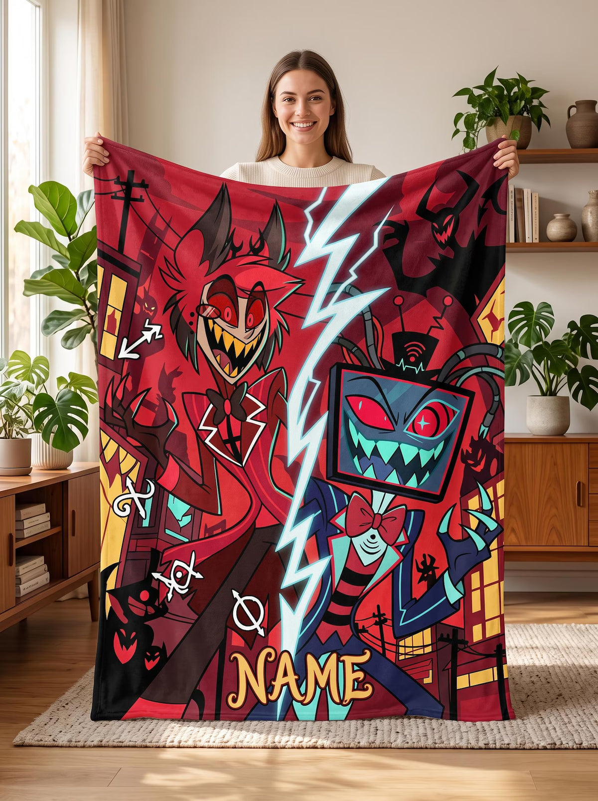 Custom Name Radio vs Tech Rivalry Split Plush Blanket