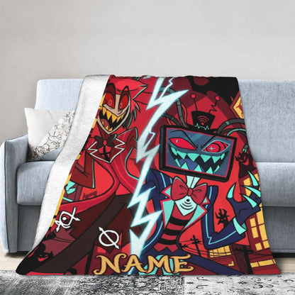 Custom Name Radio vs Tech Rivalry Split Plush Blanket
