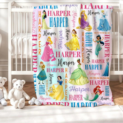 Custom Name Fairytale Princesses Collage Blanket