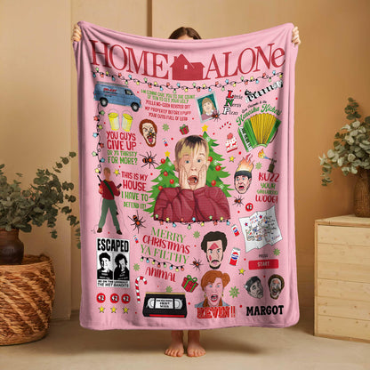 Retro 90s Holiday Comedy Blanket – Funny Christmas Fleece Throw for Movie Lovers & Cozy Winter Nights
