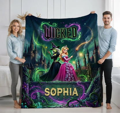 Custom Witch and Princess Enchanted Castle Blanket