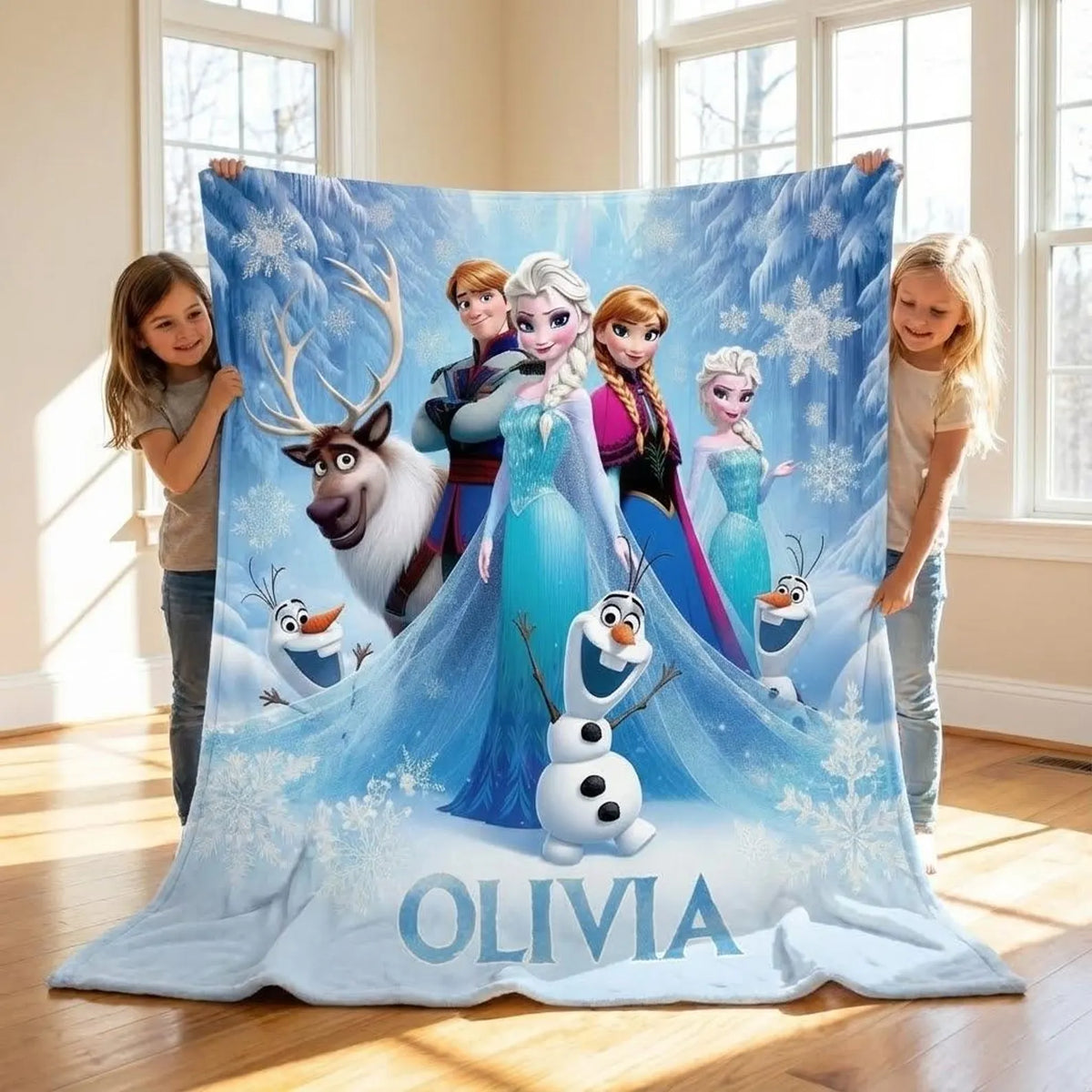 Custom Name Winter Kingdom Friends Blanket