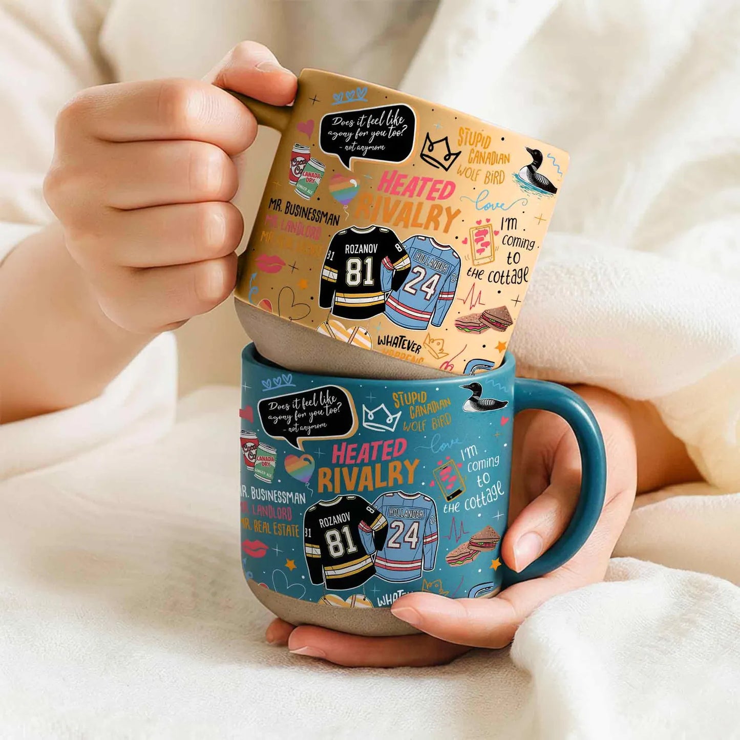 We Didn't Even Kiss Hollander Rozanov Pottery Mug, LGBT Hockey Romance Mug, Heated Movie Rivalry Mug, Hollanov Team Gifts For Fan