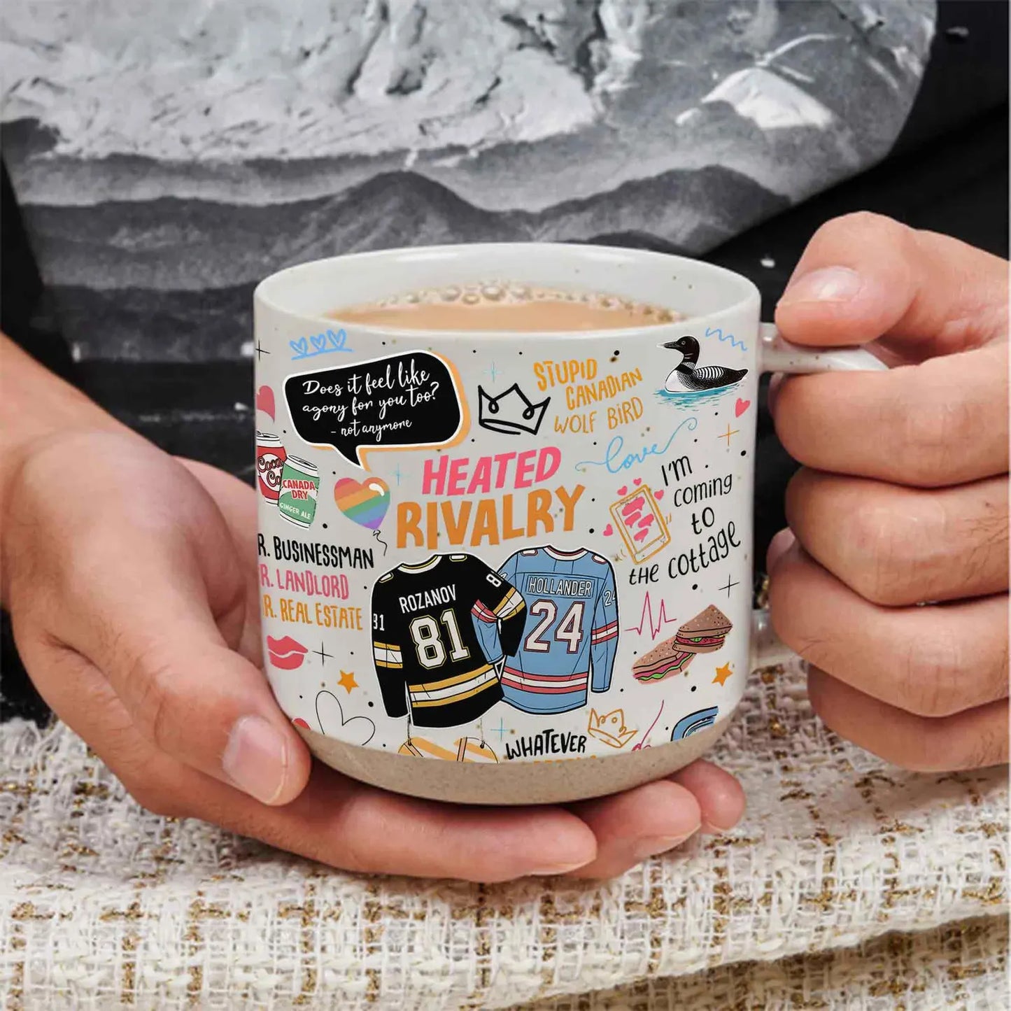 We Didn't Even Kiss Hollander Rozanov Pottery Mug, LGBT Hockey Romance Mug, Heated Movie Rivalry Mug, Hollanov Team Gifts For Fan