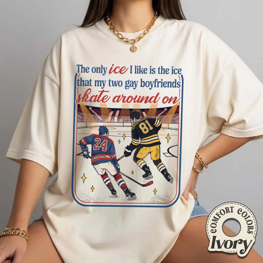 Rink Ice Only Comfort Colors Shirt – Queer Hockey Romance Fan Tee