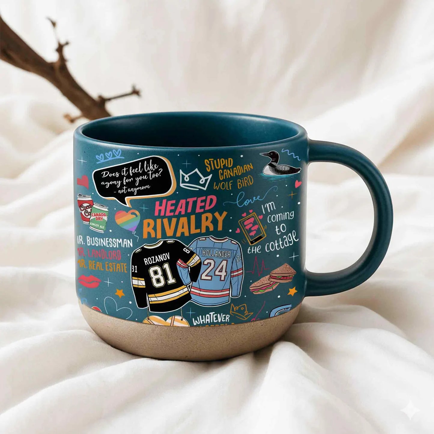We Didn't Even Kiss Hollander Rozanov Pottery Mug, LGBT Hockey Romance Mug, Heated Movie Rivalry Mug, Hollanov Team Gifts For Fan