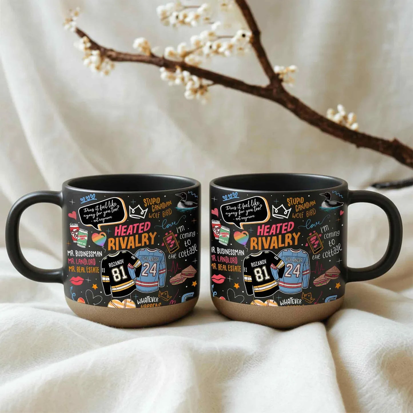 We Didn't Even Kiss Hollander Rozanov Pottery Mug, LGBT Hockey Romance Mug, Heated Movie Rivalry Mug, Hollanov Team Gifts For Fan