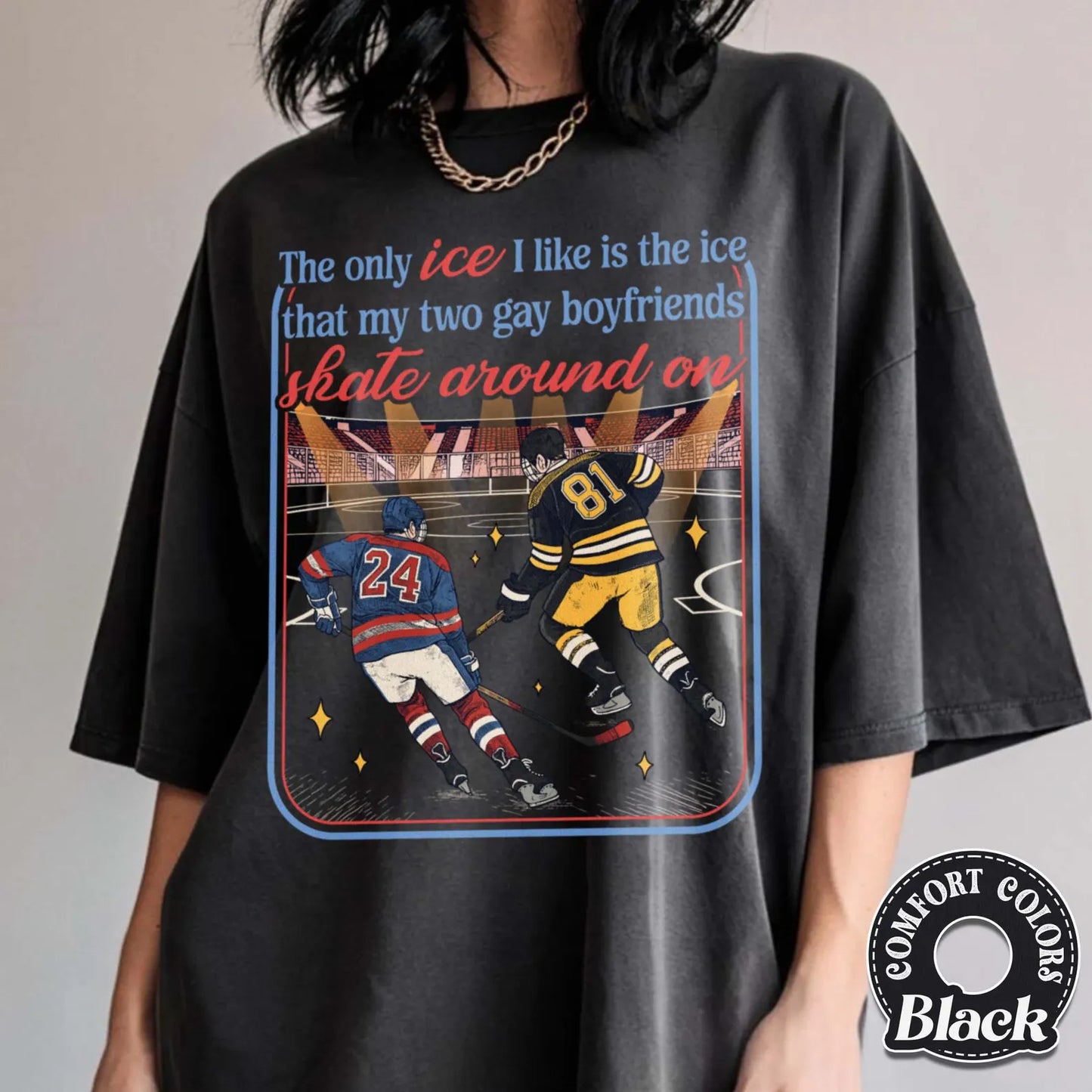 Rink Ice Only Comfort Colors Shirt – Queer Hockey Romance Fan Tee