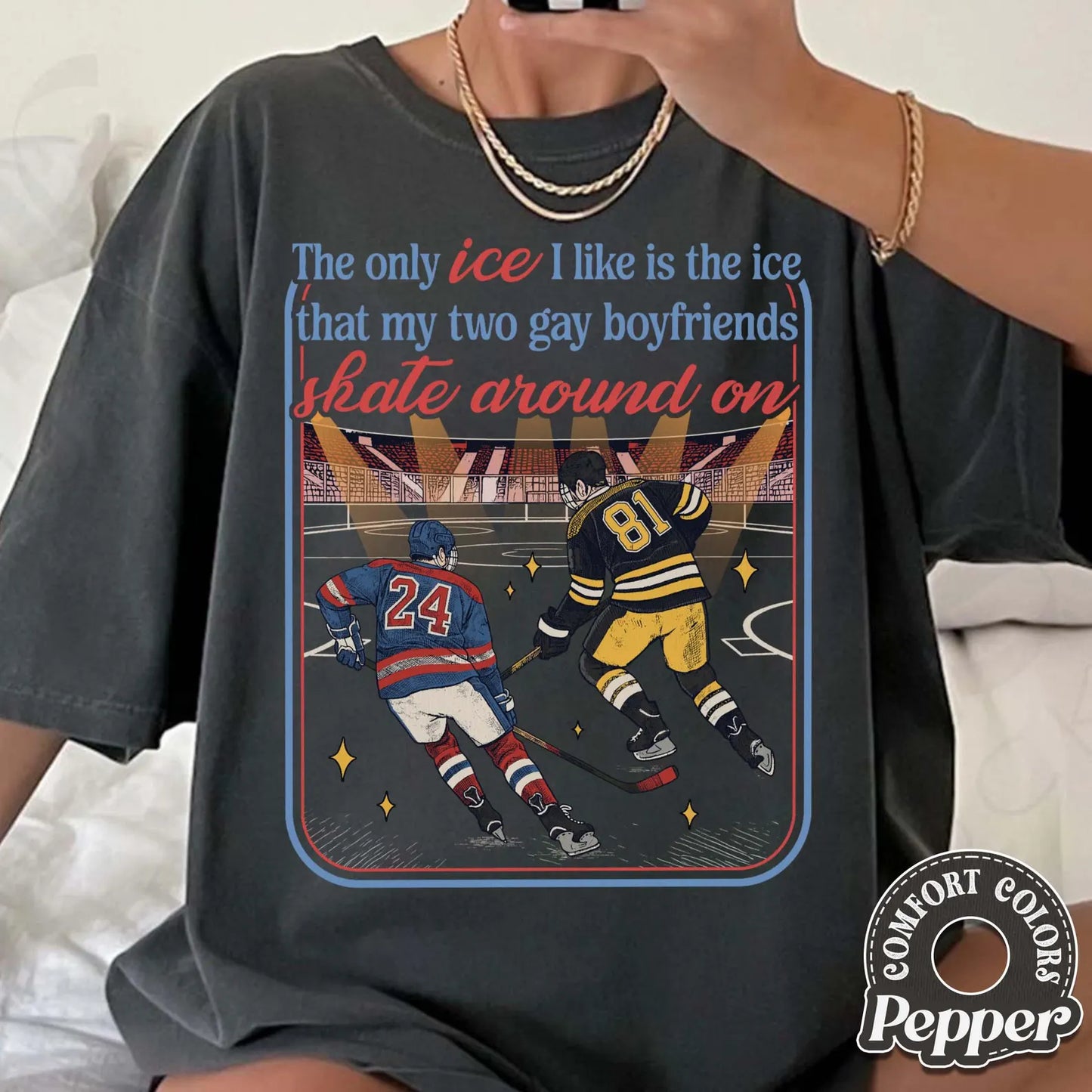 Rink Ice Only Comfort Colors Shirt – Queer Hockey Romance Fan Tee