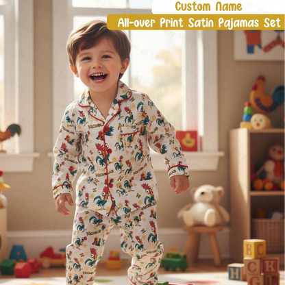 Personalized Island Rooster Kids Satin Pajamas