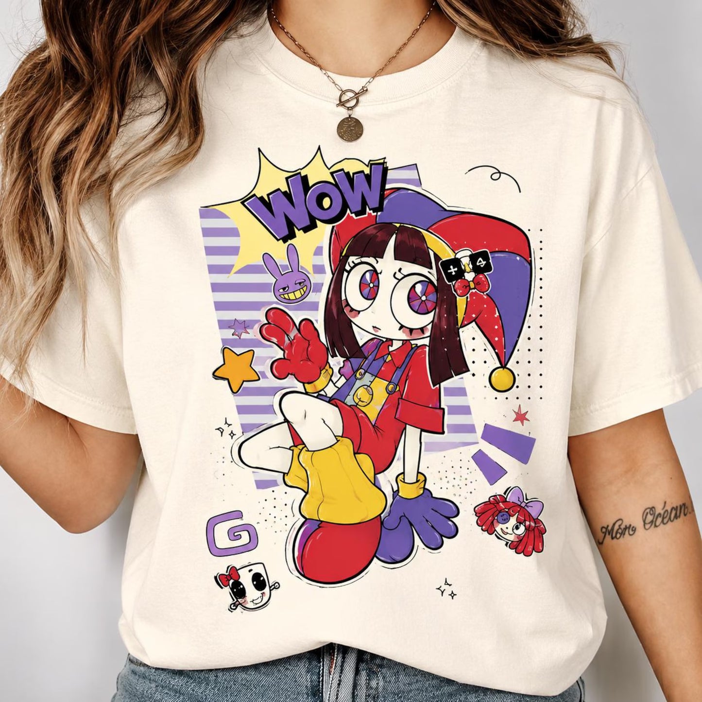 Cream Jester Girl Family T-Shirt