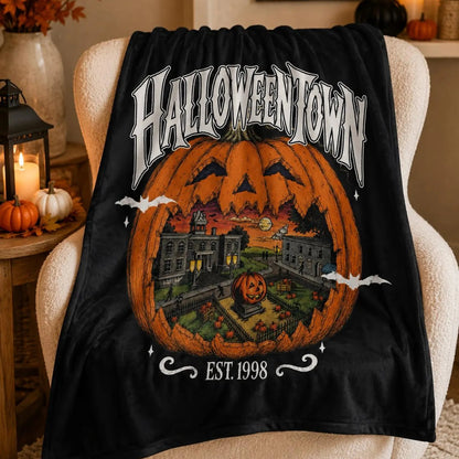 Vintage Pumpkin Town Blanket
