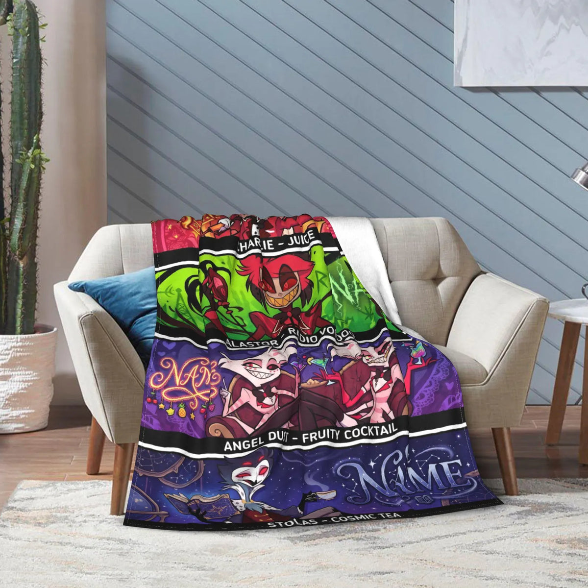 Custom Name Underworld Quad Panel Character Plush Blanket