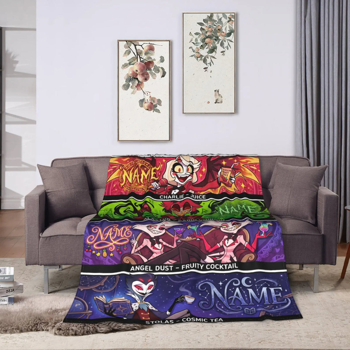 Custom Name Underworld Quad Panel Character Plush Blanket