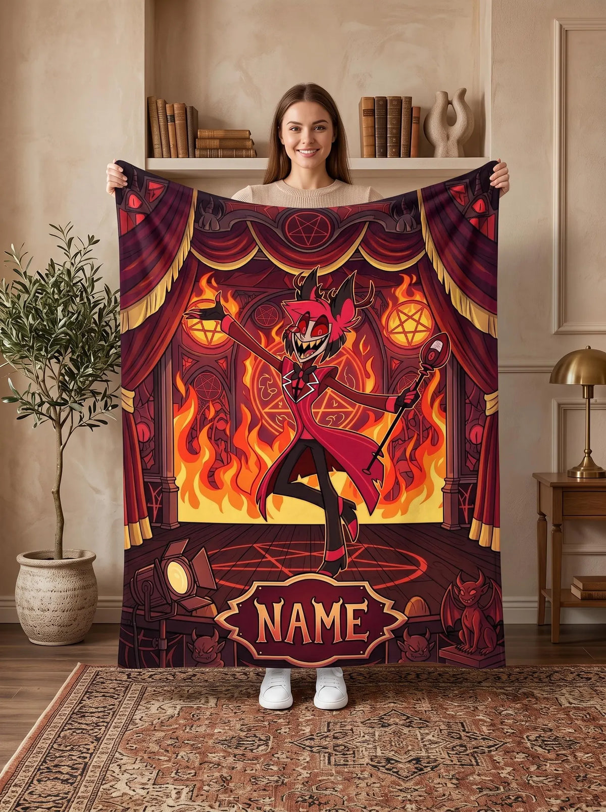 Custom Name Radio Demon Stage Performance Plush Blanket