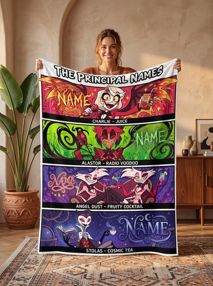 Custom Name Underworld Quad Panel Character Plush Blanket