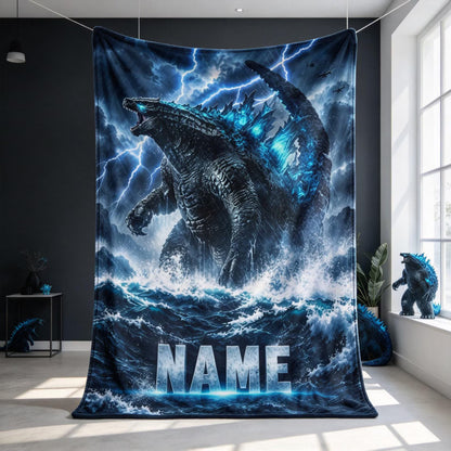 Custom Name Giant Luminous Beast Ocean Storm Blanket