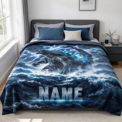 Custom Name Giant Luminous Beast Ocean Storm Blanket