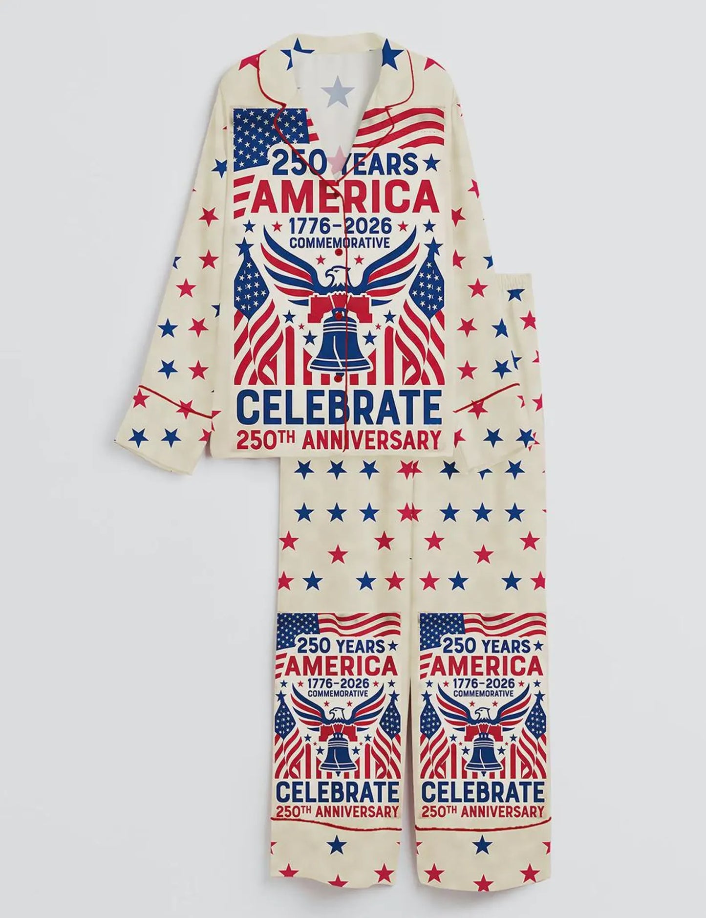 USA 250th Anniversary Satin Independence Day Pajama Set – 1776-2026 Festive Sleepwear Edition