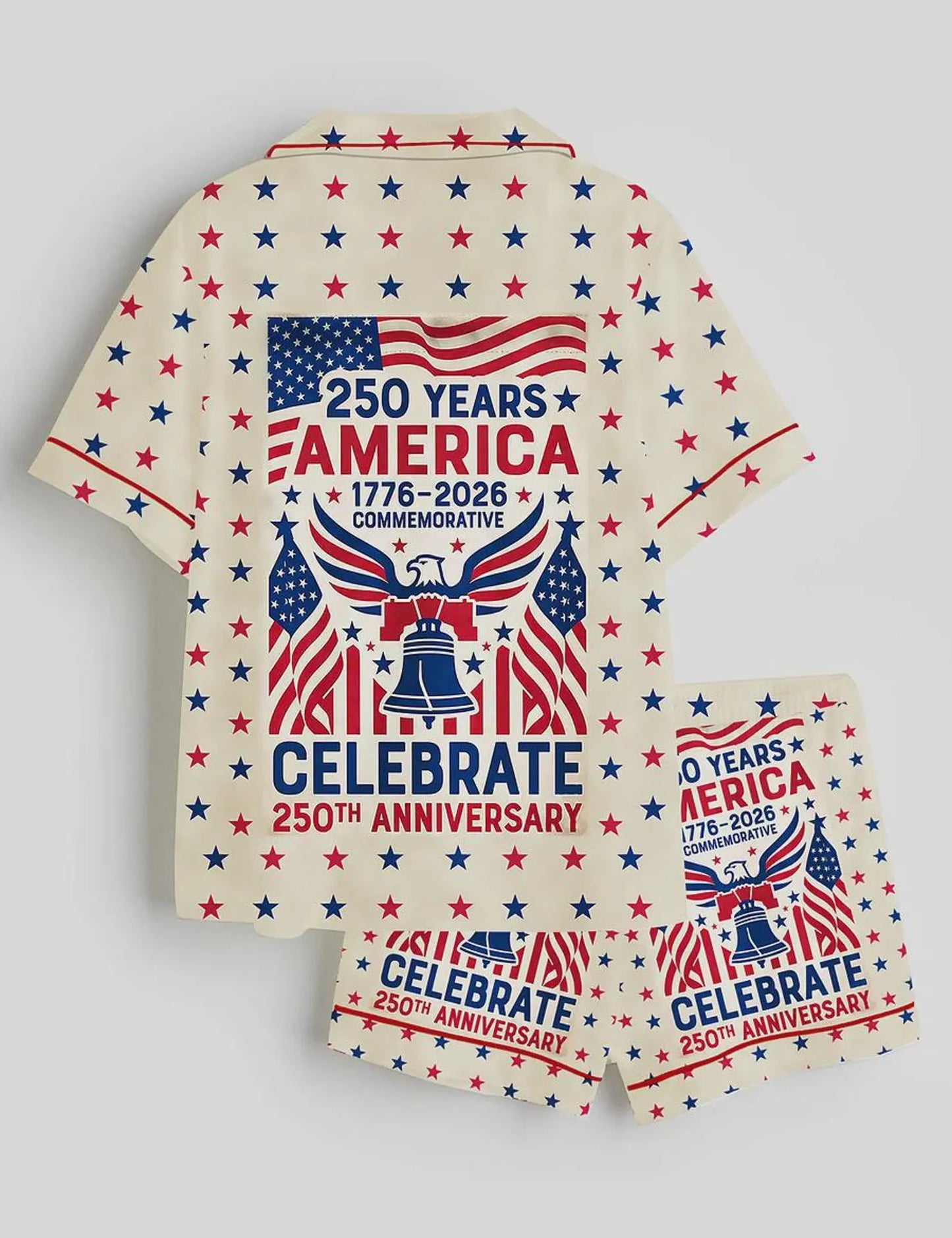 USA 250th Anniversary Satin Independence Day Pajama Set – 1776-2026 Festive Sleepwear Edition
