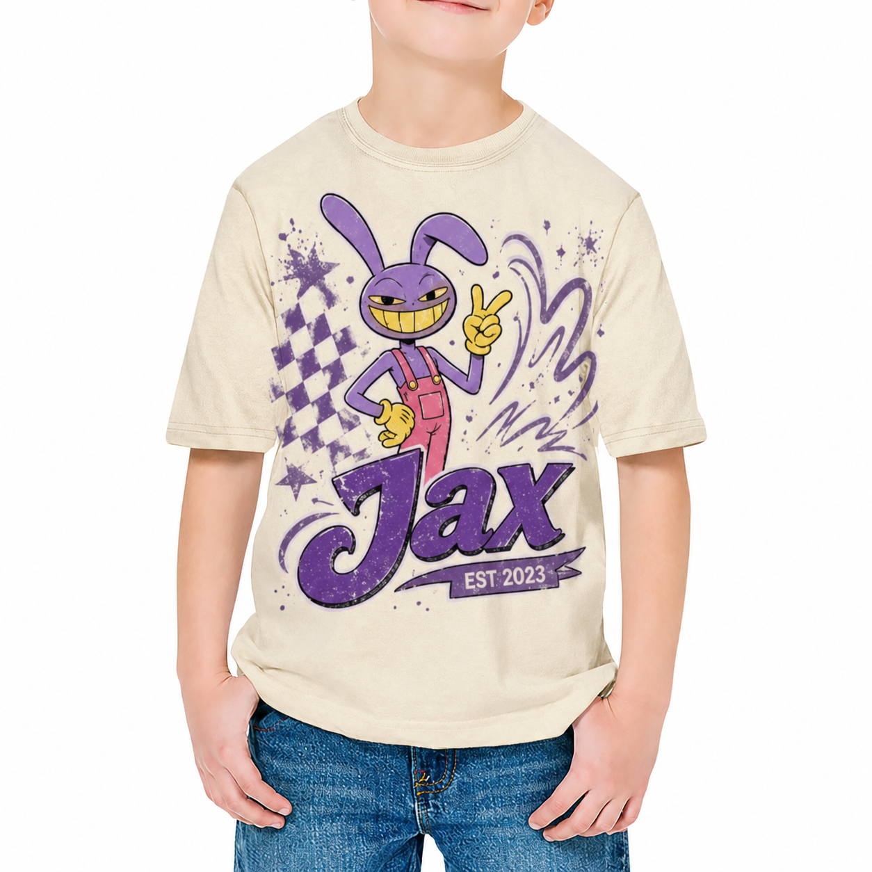 Cream Bunny Character Family T-Shirt