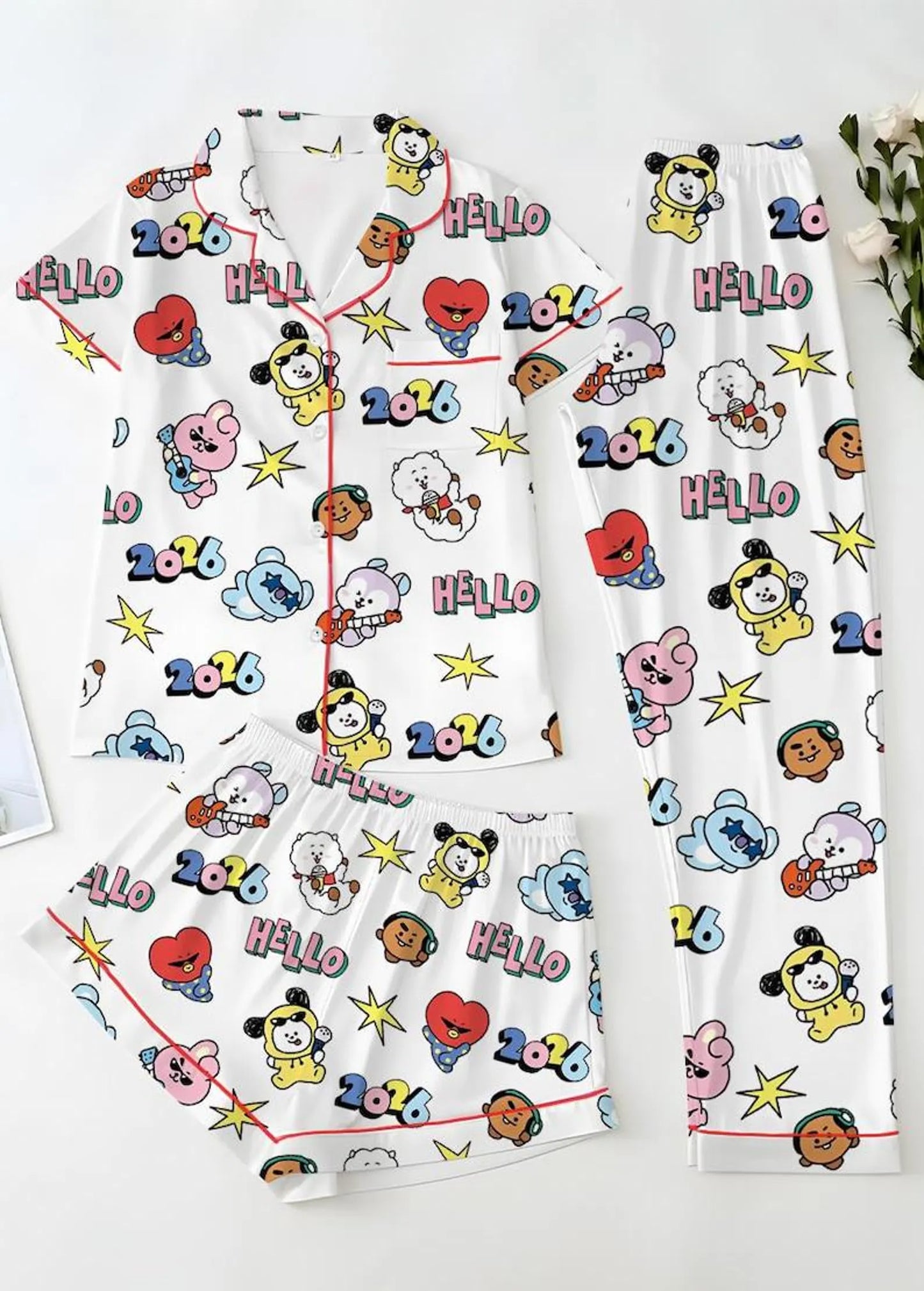K-Pop Cartoon Mascot Satin Pajamas