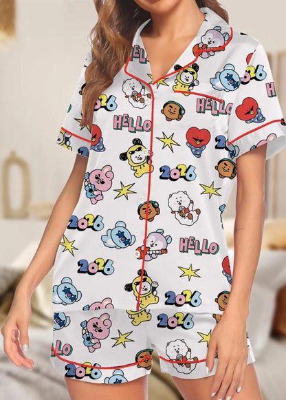 K-Pop Cartoon Mascot Satin Pajamas