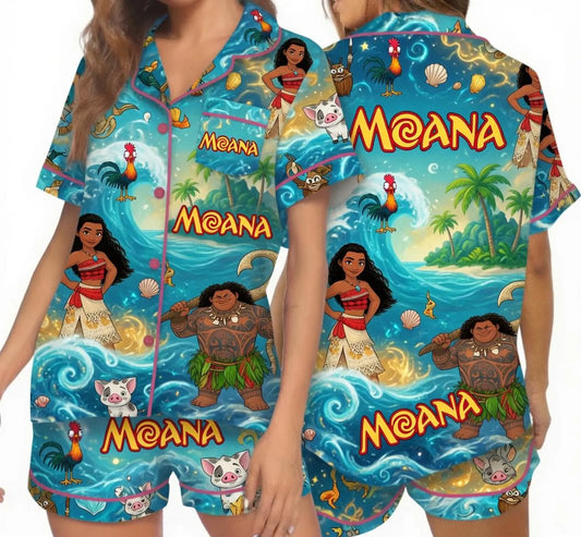Ocean Wave Island Princess Satin Pajamas